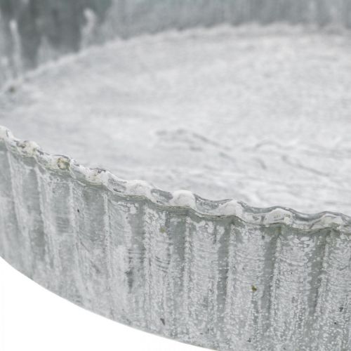 Floristik24 Dekoratyvinė lėkštinė torto forma, metalinė apdaila, apvalus žvakių padėklas, baltai skalbta Ø21,5cm H4,5cm