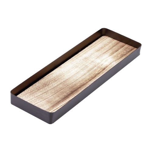 Floristik24 Dekoratyvinis padėklas metalinis medis metalinis padėklas medinis pagrindas 34,5×11×3cm