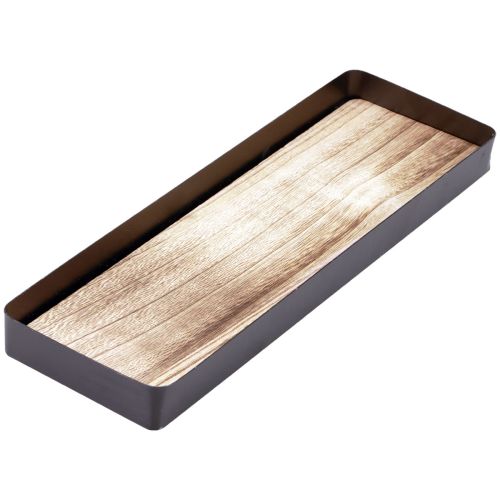 daiktų Dekoratyvinis padėklas metalinis medis metalinis padėklas medinis pagrindas 40x13x3cm