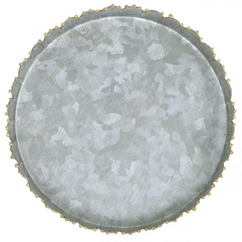 daiktų Apvalus metalinis padėklas, žvakių lėkštė, stalo puošmena sidabrinė/auksinė Ø15cm H2cm