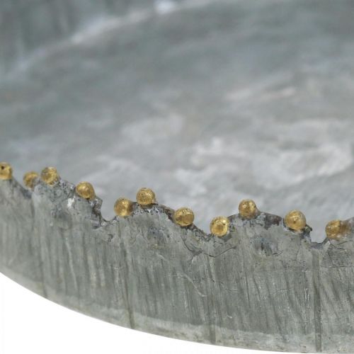Floristik24 Dekoratyvinis padėklas metalinis, stalo apdaila, lėkštė dekoravimui sidabro/aukso Ø18,5cm H2cm