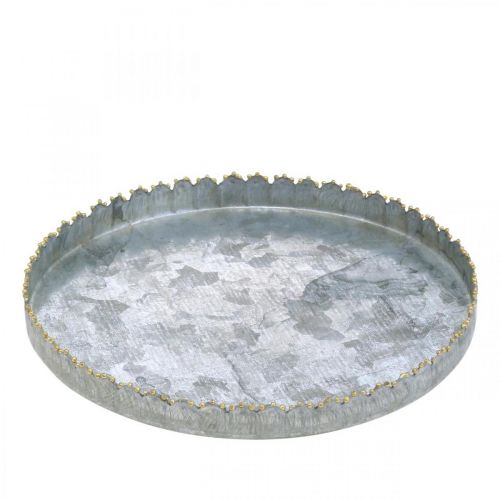 daiktų Dekoratyvinis padėklas metalinis, stalo apdaila, lėkštė dekoravimui sidabro/aukso Ø18,5cm H2cm
