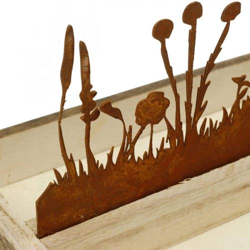 daiktų Medinis padėklas pavasario pieva, Velykų puošmena, dekoratyvinis padėklas tauriosios rūdys 35 × 15cm