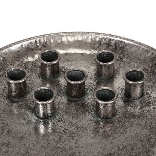 Floristik24 Žvakė metalinė vintažinė sidabrinė lazdelė žvakidė Ø30cm