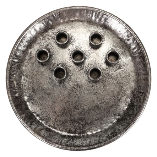 Floristik24 Žvakė metalinė vintažinė sidabrinė lazdelė žvakidė Ø30cm