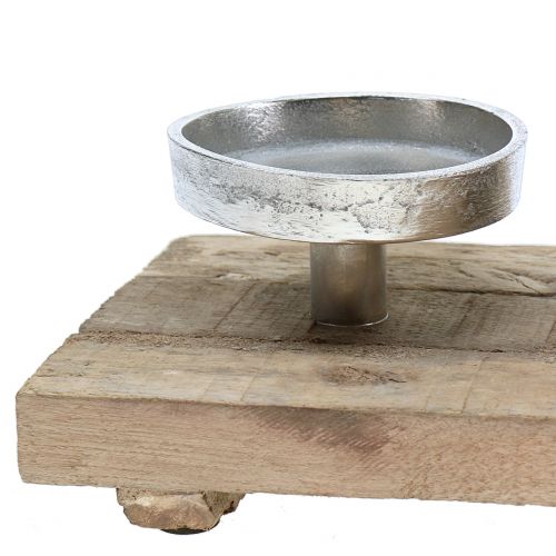 Floristik24 Padėklas su 4 žvakidėmis, Advento dekoracijos, žvakidės, mango mediena, skalbta balta 47 × 14 × 9cm Ø8cm