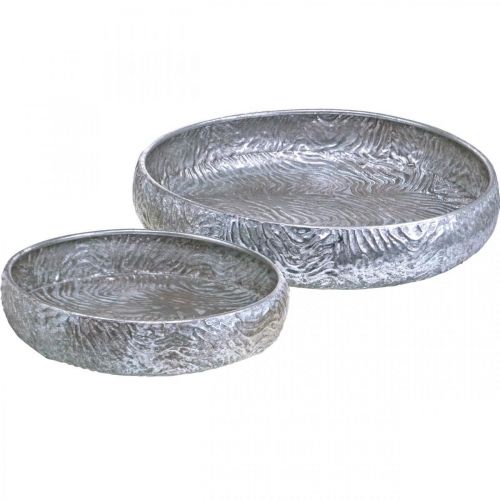 daiktų Dekoratyvinis dubuo sidabrinis apvalus senovinės išvaizdos metalinis Ø50/38cm rinkinys po 2