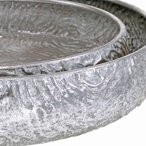 daiktų Dekoratyvinis dubuo sidabrinis apvalus senovinės išvaizdos metalinis Ø50/38cm rinkinys po 2