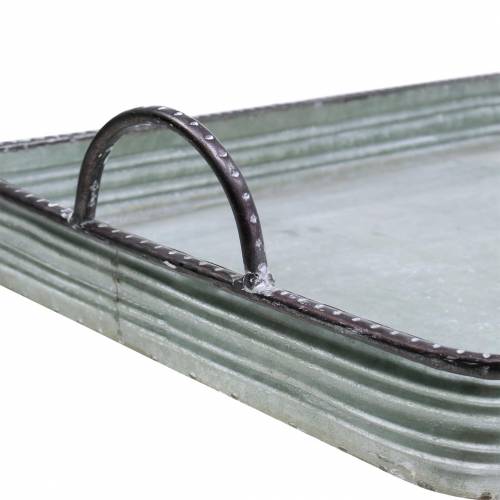 Floristik24 Dekoratyvinis padėklas su rankenomis metalinis sidabras 30cm/37cm/45cm rinkinys 3 vnt
