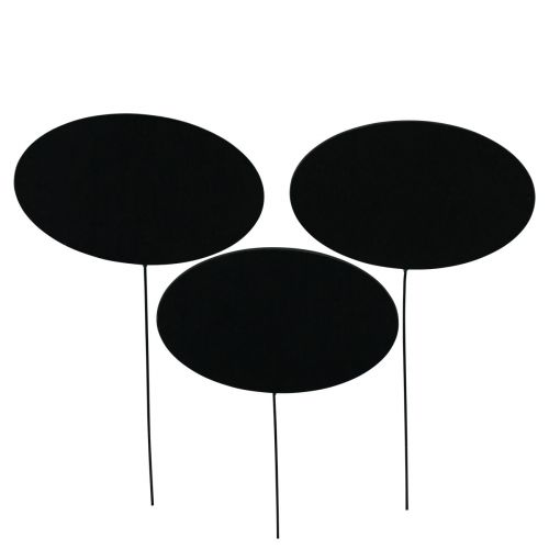 Lentos ovalios juodos dekoratyvinės kištukai medinis metalas 10x6cm 12vnt