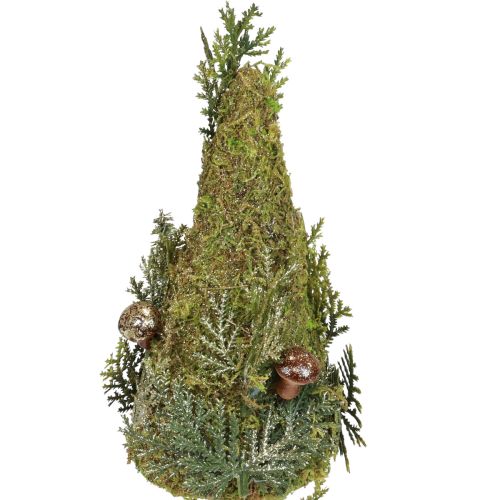 Floristik24 Eglės puošmena medžio samanų spurgai grybai žalias auksas H35cm