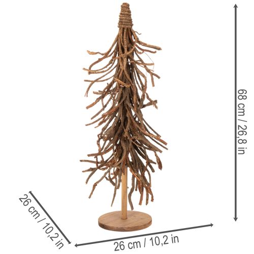 Dekoratyvinė eglutė iš gluosnio šakų ant medinio pagrindo, 68 cm | Floristik24.lt