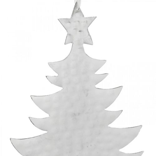 daiktų Eglutės pakabukas, Advento puošmena, metalinė puošmena Kalėdoms, sidabrinė 20,5×15,5cm
