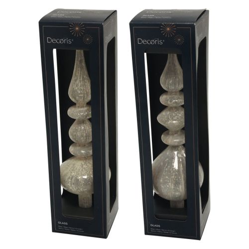 daiktų Kalėdų eglutės viršaus stiklas baltas stiklas sidabras 34cm 1vnt