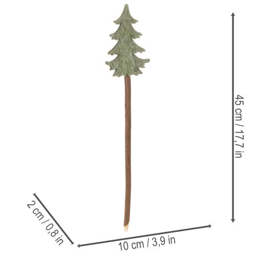 Dekoratyvinė Kalėdų eglutė ant pagaliuko, skirta sodinti ir aukštoms kompozicijoms, 45 cm, 6 vnt. | Floristik24.lt
