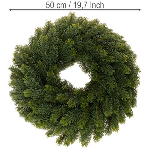Dirbtinis eglės šakų vainikas, žalias, apvalus, 50 cm | Floristik24.lt