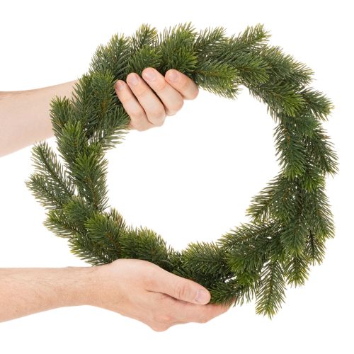 Dirbtinis eglės žalumo vainikas durų dekoracijai, 35 cm | Floristik24.lt