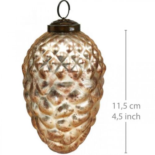 Floristik24 Kankorėžio pakabukas, eglutės papuošimai, rudens puošmena, tikras stiklas, senovinė išvaizda Ø7cm H11,5cm 6vnt.