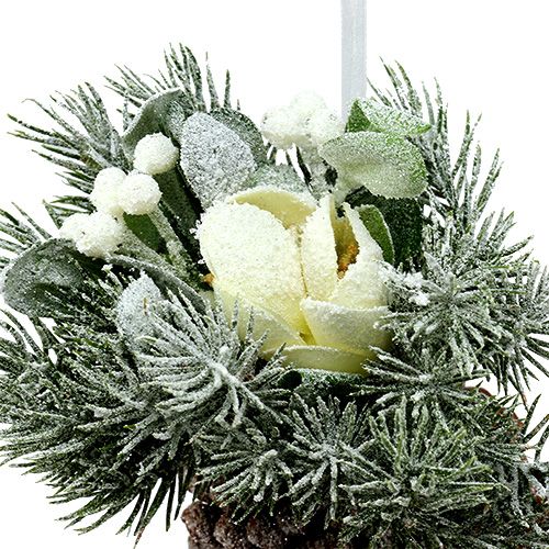 Floristik24 Kankorėžiai su puošmena pakabinti balti 25cm - 30cm