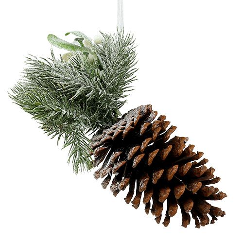 Floristik24 Kankorėžiai su puošmena pakabinti balti 25cm - 30cm