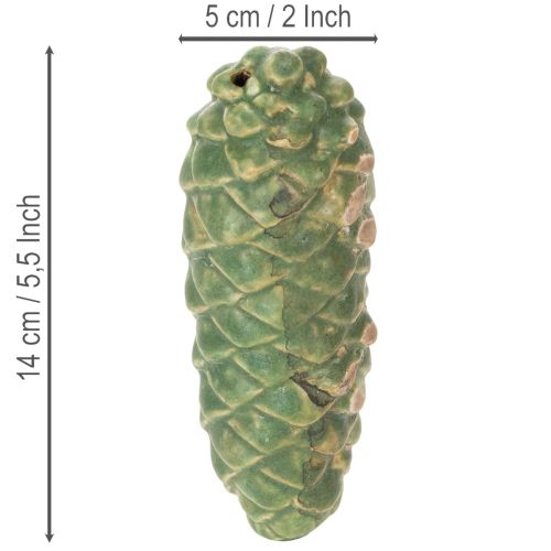 Keraminė pušies kankorėžio dekoracija, stalo dekoracija, rudeninė, 14 cm, 3 dalys | Floristik24.lt