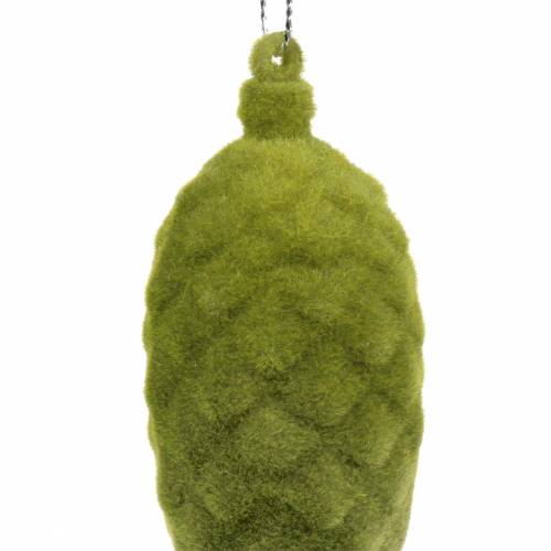 Floristik24 Dekoratyviniai kūgiai flokuoti samanų žalia 9,5cm/8cm 12 vnt