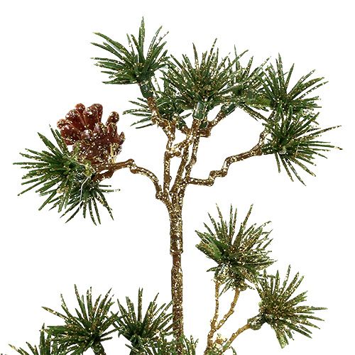 Floristik24 Eglės šakelė žalia, aukso blizgučiai 46cm