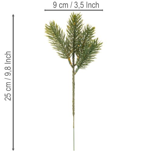 Dirbtinė žalia eglės šaka žiemos dekoracijoms, 25 cm, 24 vnt. | Floristik24.lt