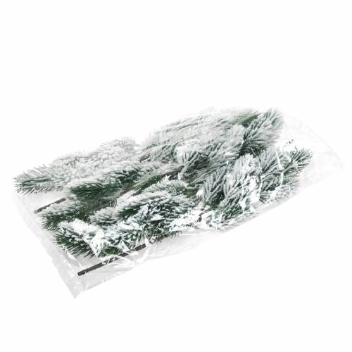 Floristik24 Žalia eglės šaka padengta sniegu 39cm 8 vnt
