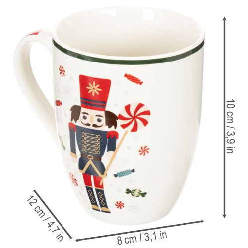 Kalėdinis puodelis su riešutų ir saldainių lazdelės motyvais, 10 cm, 2 vnt. | Floristik24.lt