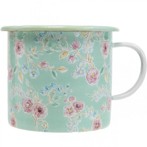 Floristik24 Planter Planter Cup Emaline Cup Retro Deco Green Ø9.5cm H10cm