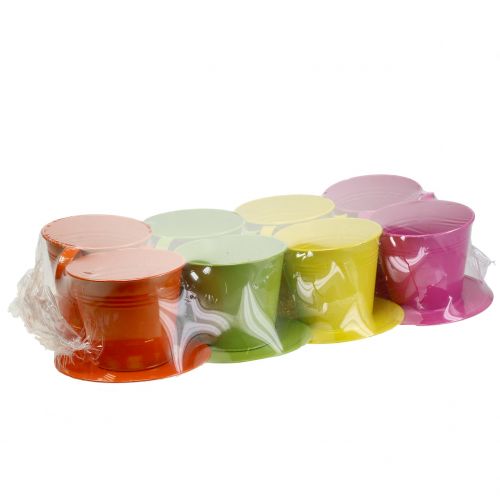 Floristik24 Metaliniai puodeliai įvairių spalvų Ø12cm H10cm 8vnt