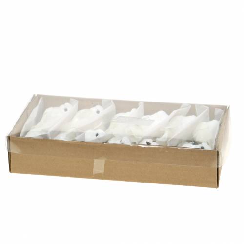 Floristik24 Balandis su perlais ir segtuku baltas H4,5cm 12vnt