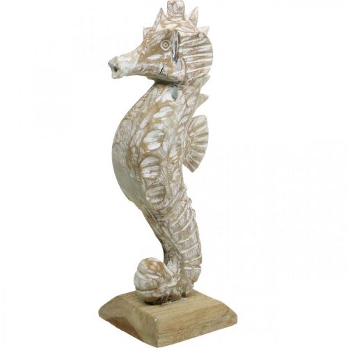 daiktų Seahorse Deco White Wood Maritime Decoration Deco Figūra H38cm