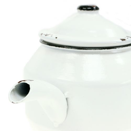 Floristik24 Metalinis arbatinukas vintažinis baltas, juodas H14cm