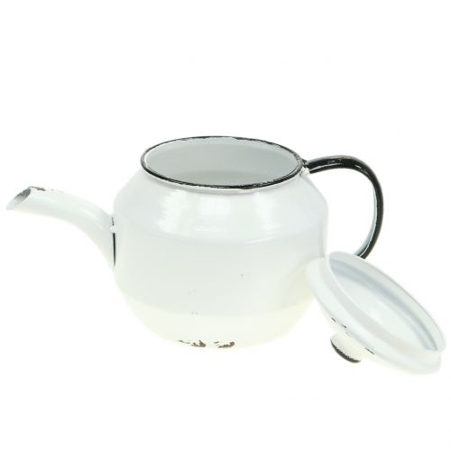 Floristik24 Metalinis arbatinukas vintažinis baltas, juodas H14cm