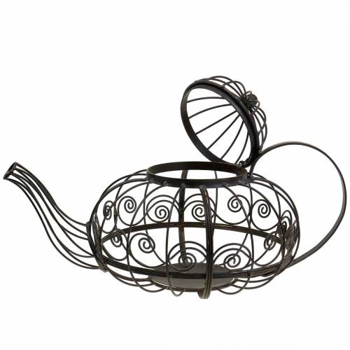 Floristik24 Dekoratyvinis arbatinukas metalinis tamsiai rudas Ø28cm H24cm