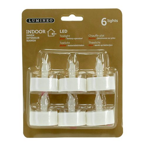 daiktų LED arbatos žvakutės su baterija Ø4cm viduje 6 vnt