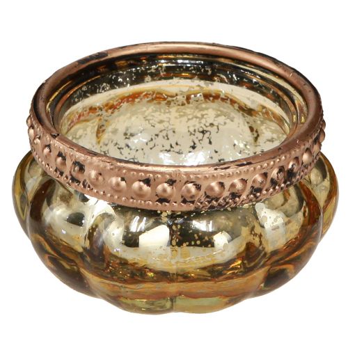 Floristik24 Arbatinės stiklinės šampano senovinio aukso spalvos su metaliniu apvadu Ø6cm H3,5cm