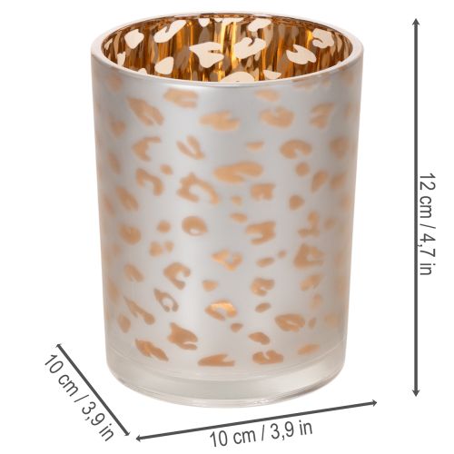 Stiklinė žvakutė su leopardo raštu, 12 cm | Floristik24.lt