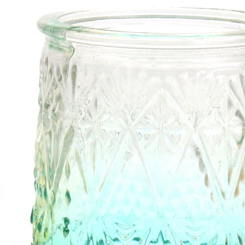 Floristik24 Žiebtuvėlio stiklas oranžinis/geltonas/turkis Ø8cm 3vnt