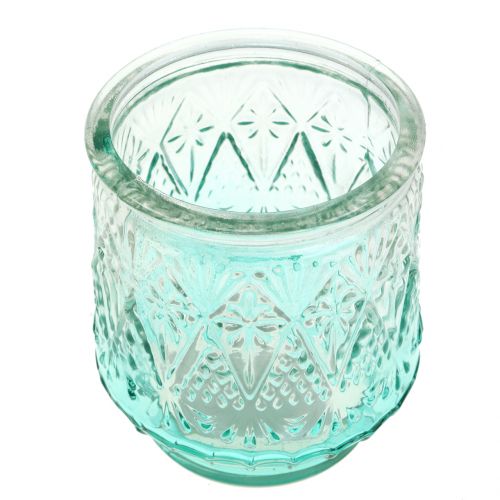 Floristik24 Žiebtuvėlio stiklas oranžinis/geltonas/turkis Ø8cm 3vnt