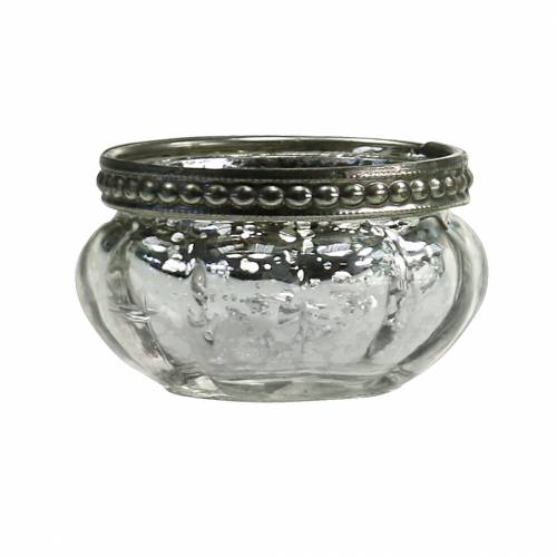 daiktų Arbatinės stiklinė senovinė sidabrinė su metaliniu apvadu Ø6cm H3,5cm