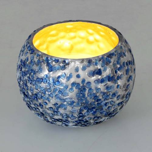 Floristik24 Stiklo žibintas Sidabrinis mėlynas Ø8,5cm H6cm