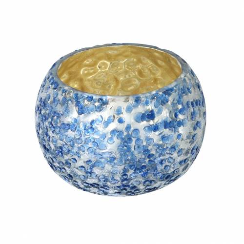 Floristik24 Stiklo žibintas Sidabrinis mėlynas Ø8,5cm H6cm