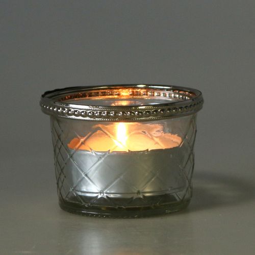 Floristik24 Arbatinės stiklinės deimantas su metaliniu apvadu Ø8cm H5,5cm 4vnt