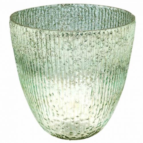 Žvakių stiklo žibintuvėlis mėlynai žalias stalo dekoravimo stiklas Ø21cm H21,5cm