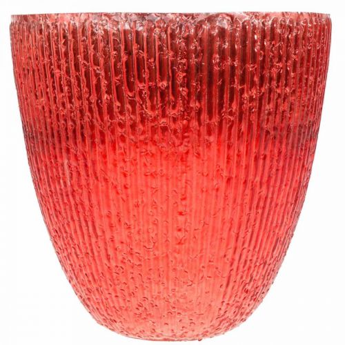 Floristik24 Žvakių stiklo žibintas raudono stiklo deko vaza Ø21cm H21,5cm