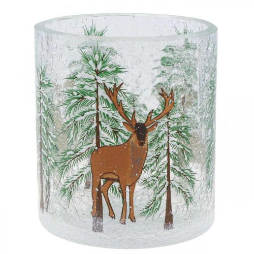 Floristik24 Žibintuvėlio stiklas Christmas Crackle arbatinės žvakidės stiklas H10cm