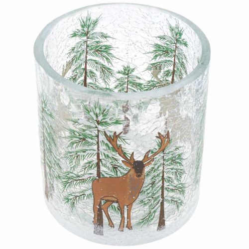 daiktų Žibintuvėlio stiklas Christmas Crackle arbatinės žvakidės stiklas H10cm